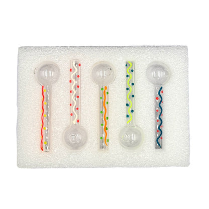 5-pack Glow In The Dark, Portable Heat Resistant Clear Glass Oil Burner Accessories