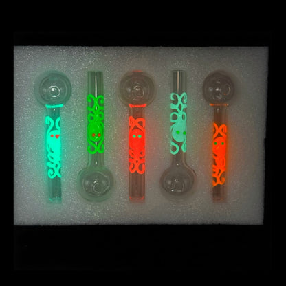 FERMID 4 Inch Luminous Glow in the Dark, Small Portable Heat Resistant Thick Glass Straws