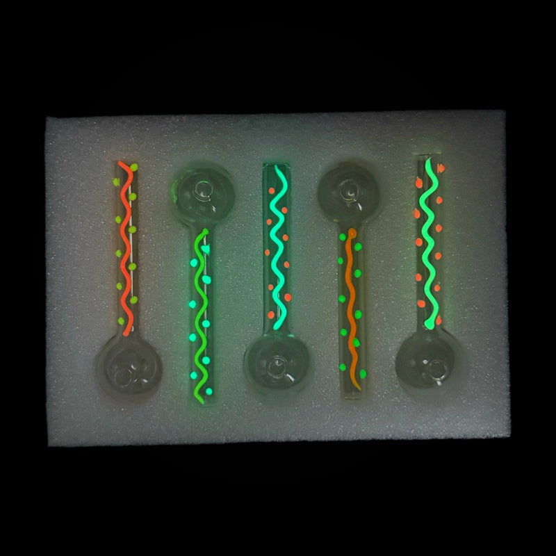 5-pack Glow In The Dark, Portable Heat Resistant Clear Glass Oil Burner Accessories