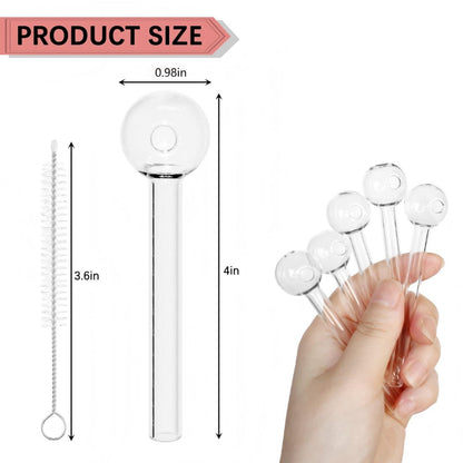 FERMID 4 Inch Creative High Temperature Resistant Reusable Clear Glass Straws With Cleaning Brush