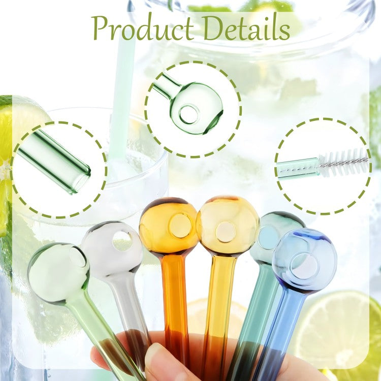 FERMID 4" Thick Colorful Multicolour Colored Thick Glass Straws