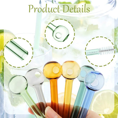 FERMID 4" Thick Colorful Multicolour Colored Thick Glass Straws