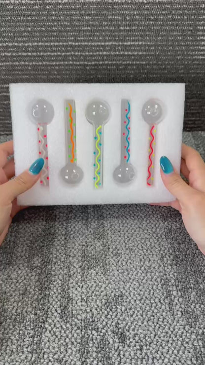 5-pack Glow In The Dark, Portable Heat Resistant Clear Glass Oil Burner Accessories