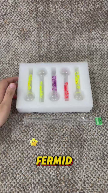 FERMID 4 Inch Luminous Glow in the Dark, Small Portable Heat Resistant Thick Glass Straws